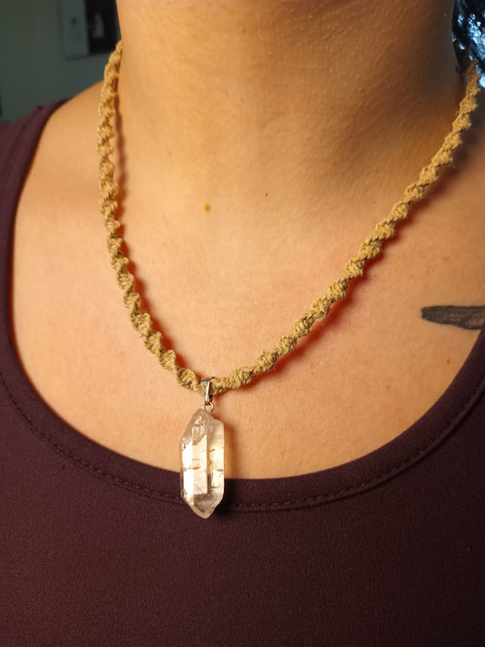 Handmade 18" Macrame Quartz Crystal Necklace