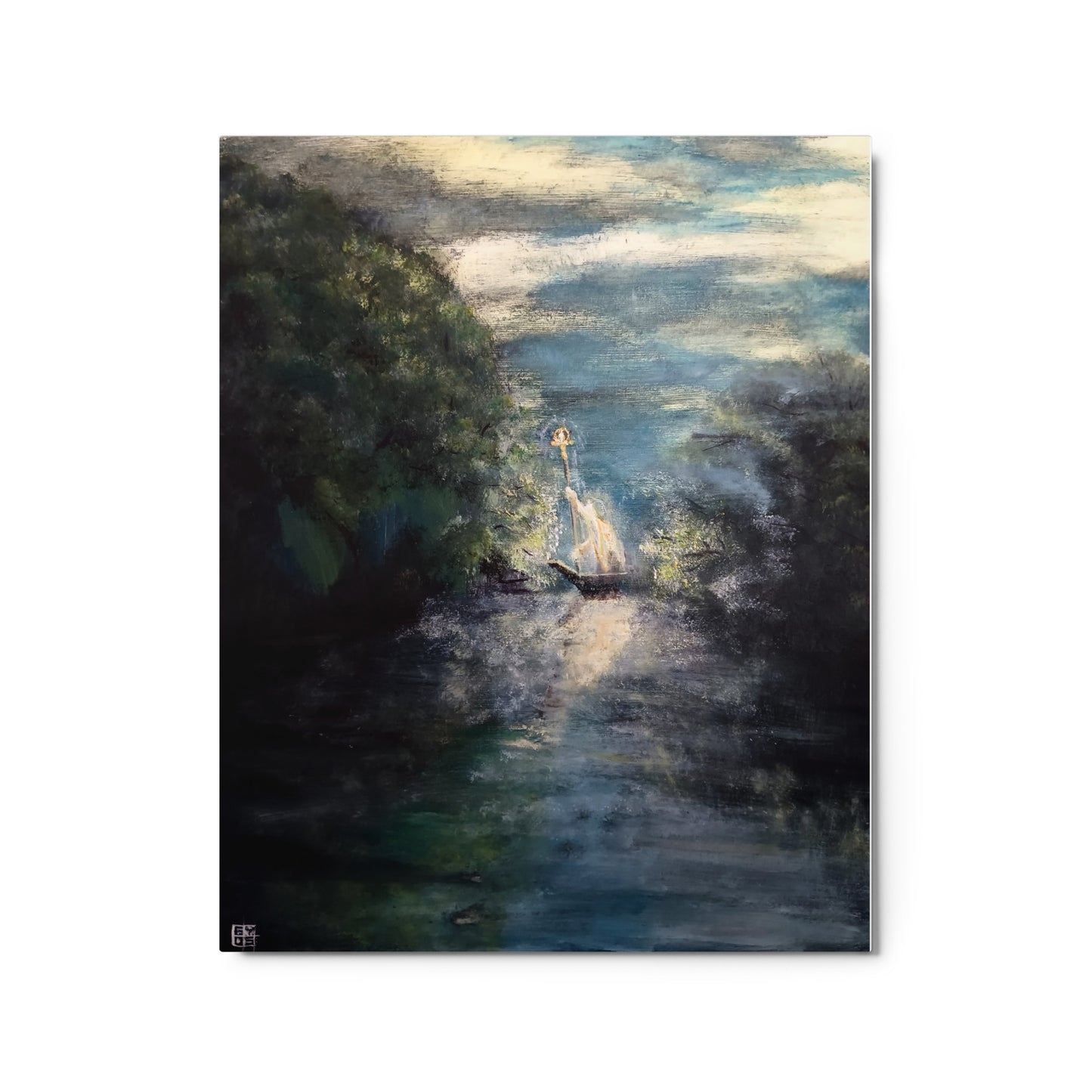 "The Ferry of Spirit River" Metal Print
